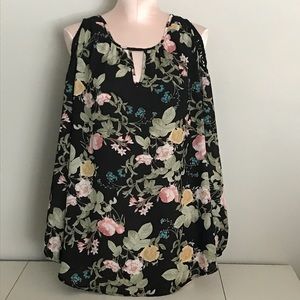 FINAL SALE  Floral Blouse with Cold Shoulder